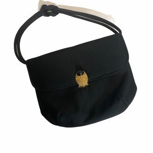 Vintage Evening Bag Black Gold Clasped